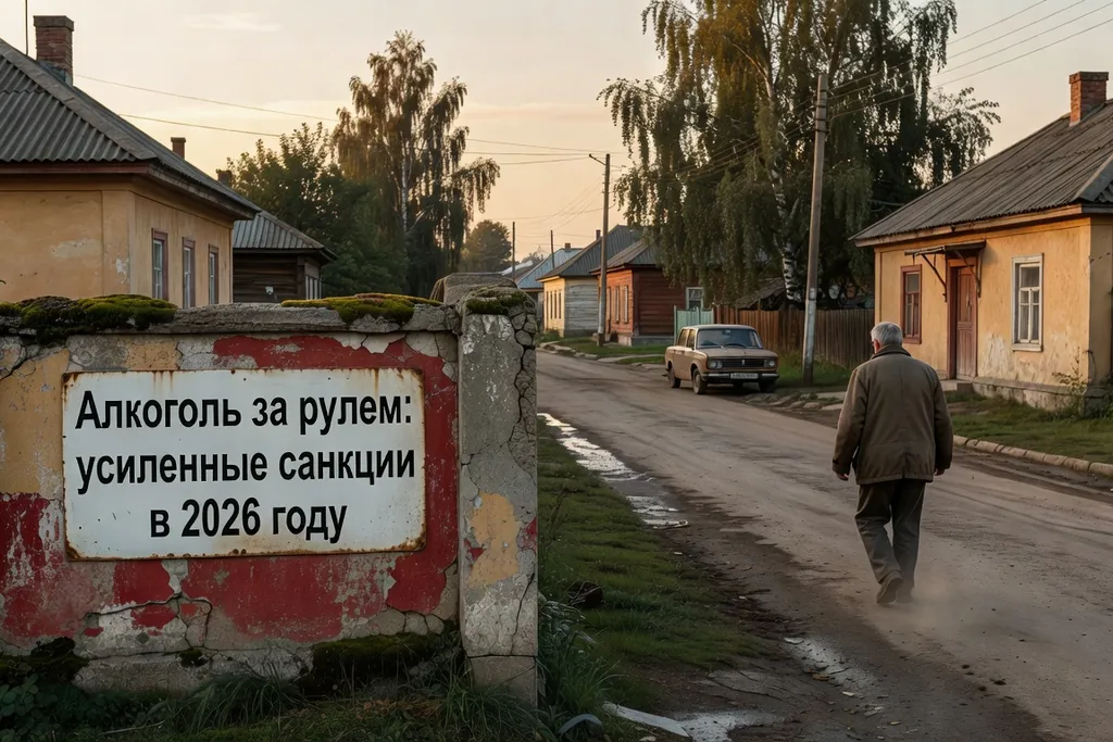 Scène documentaire illustrant alcool volant direction case prison dans une région russe