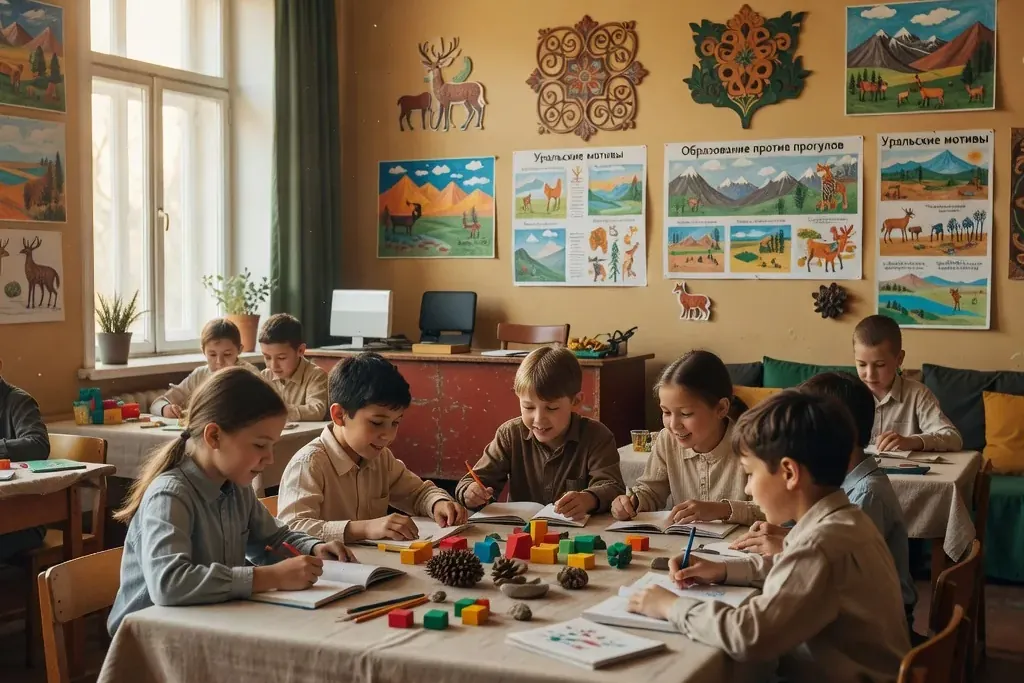 Des enfants engagés dans des activités éducatives à Magnitogorsk, illustrant l'importance de l'éducation dans la lutte contre l'absentéisme scolaire.