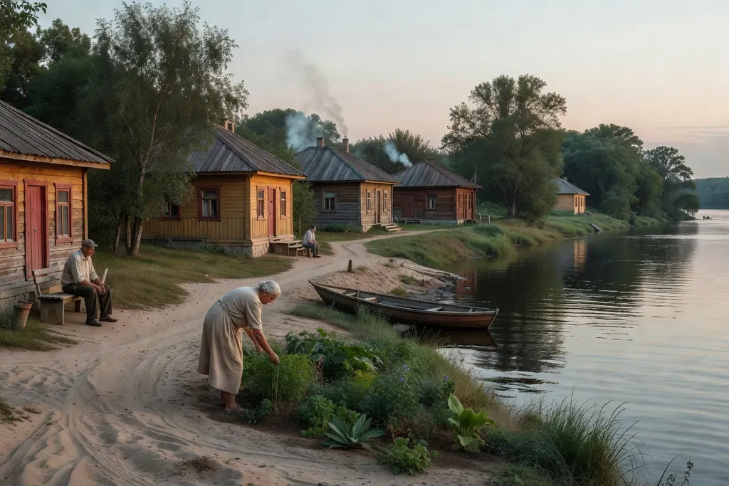 Scène documentaire illustrant chasser ennui villages campagne dans une région russe