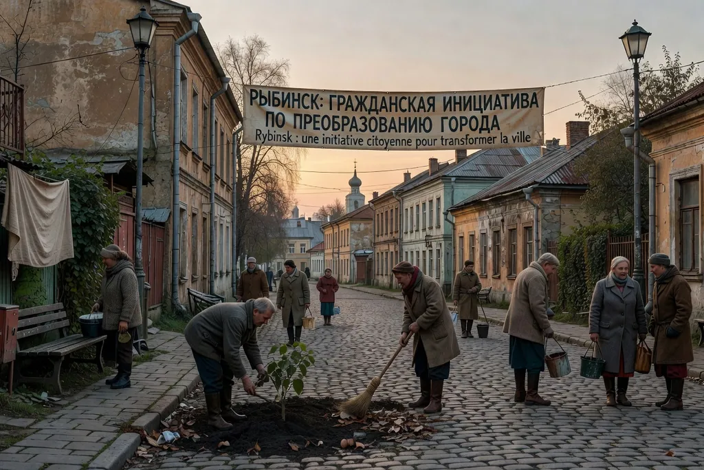 Scène documentaire illustrant citadins decider dans une région russe
