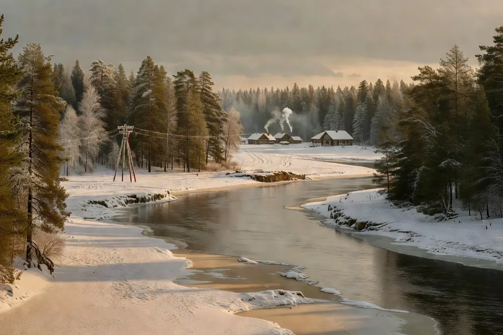 Scène documentaire illustrant coupures courant electricite tomsk dans une région russe