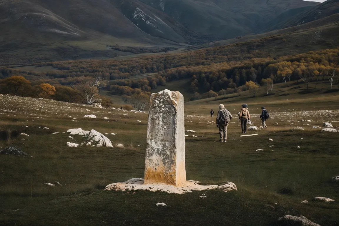 Borne géographique sur un col de l'Oural marquant la frontière Europe-Asie