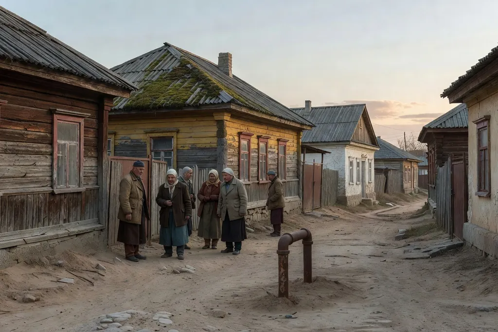 Scène documentaire illustrant gaz luxe inabordable 21eme siecle dans une région russe