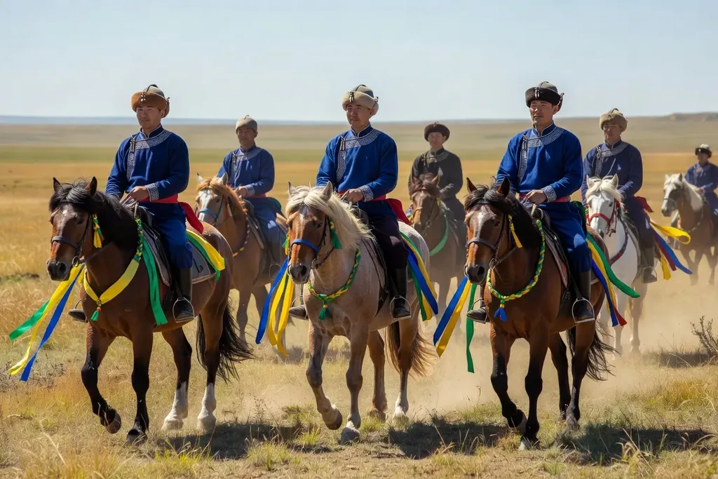 Cavaliers iakoutes lors de la fête Yhyakh en République de Sakha