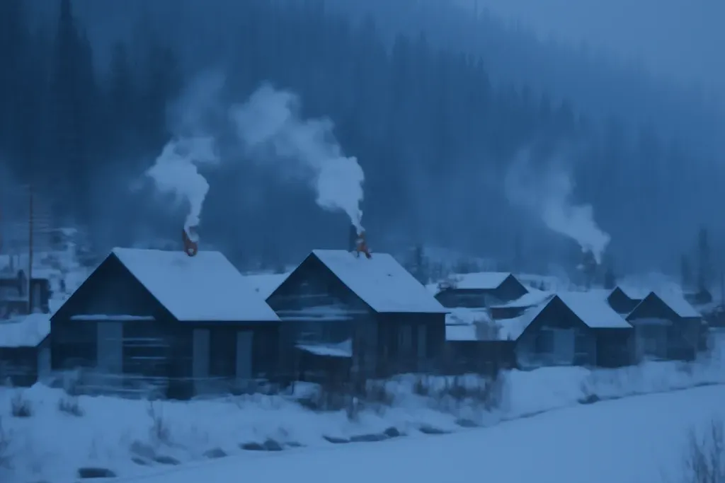 Village iakoute en hiver dans la taïga de Sibérie orientale