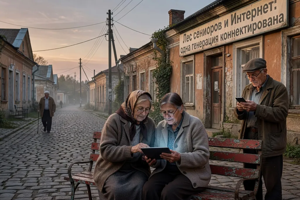 Scène documentaire illustrant internet generation 60 dans une région russe