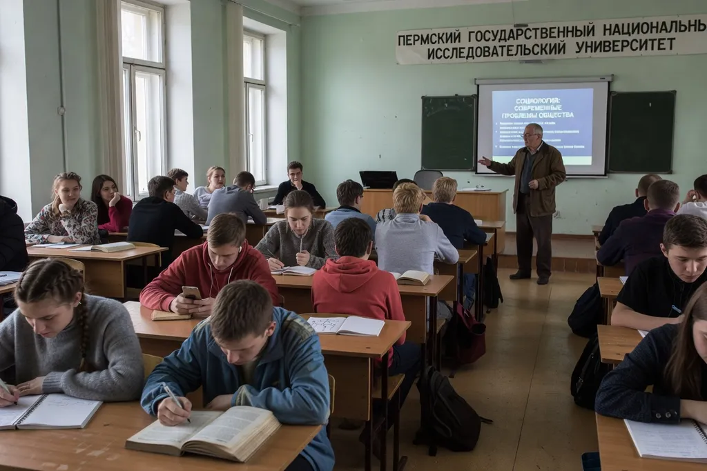 Étudiants russes de province dans un amphithéâtre d'université régionale en 2014