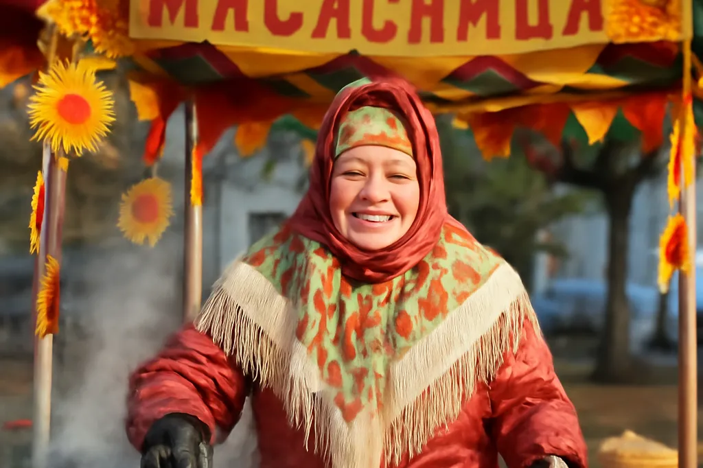 Marché de Maslenitsa avec vente de blinis et stands de fête en province russe