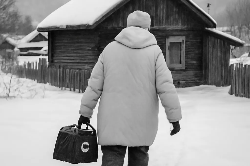 Feldsher en tournée dans un village de l'Altaï