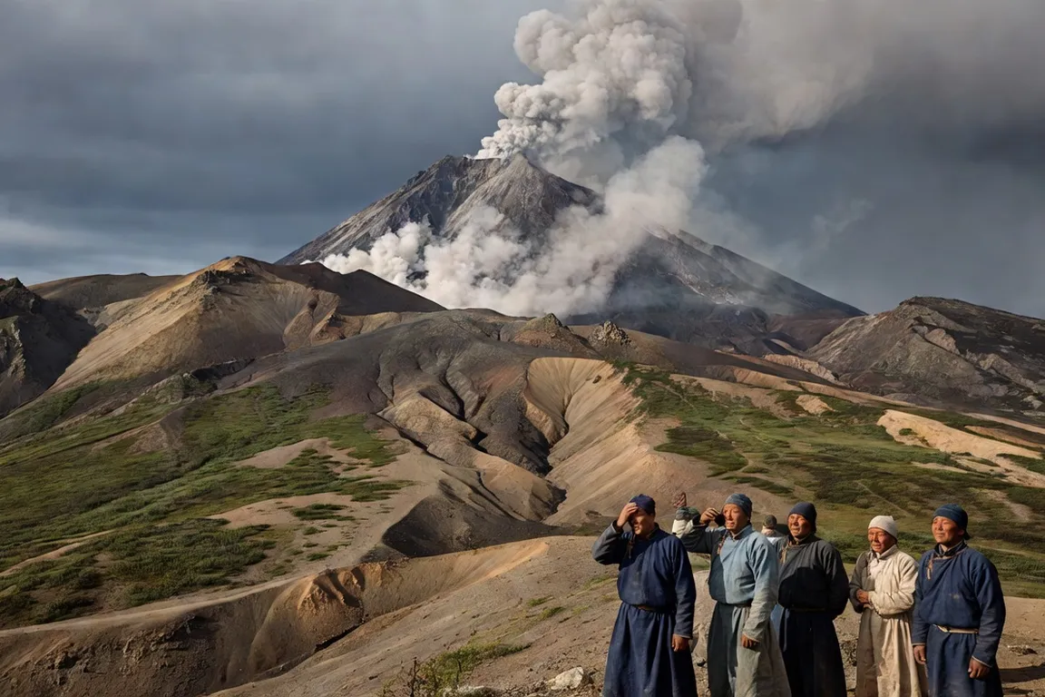 Volcan du Kamtchatka fumant dans un paysage volcanique