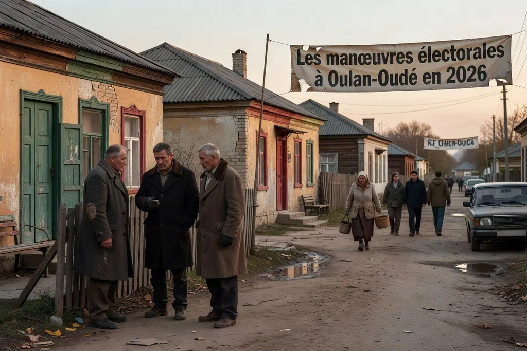 Scène documentaire illustrant oulan oude manoeuvres electorales dans une région russe