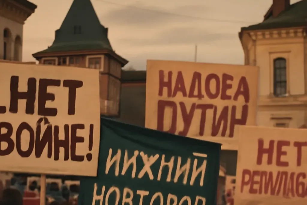 Des manifestants se rassemblent pour exprimer leur mécontentement face aux pratiques politiques à Nijni Novgorod.