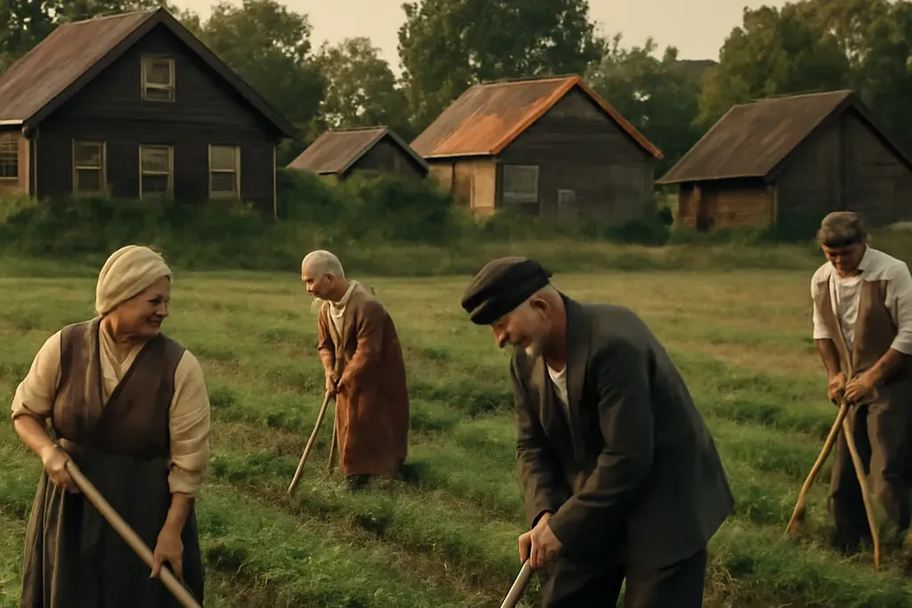 Image montrant des agriculteurs locaux dans la région de Pskov, illustrant l'importance de l'agriculture.