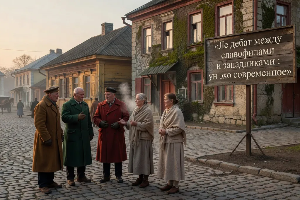Scène documentaire illustrant pozner slavophiles et occidentalistes dans une région russe