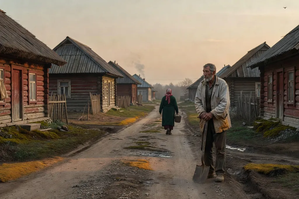 Scène documentaire illustrant province russe bouida dans une région russe