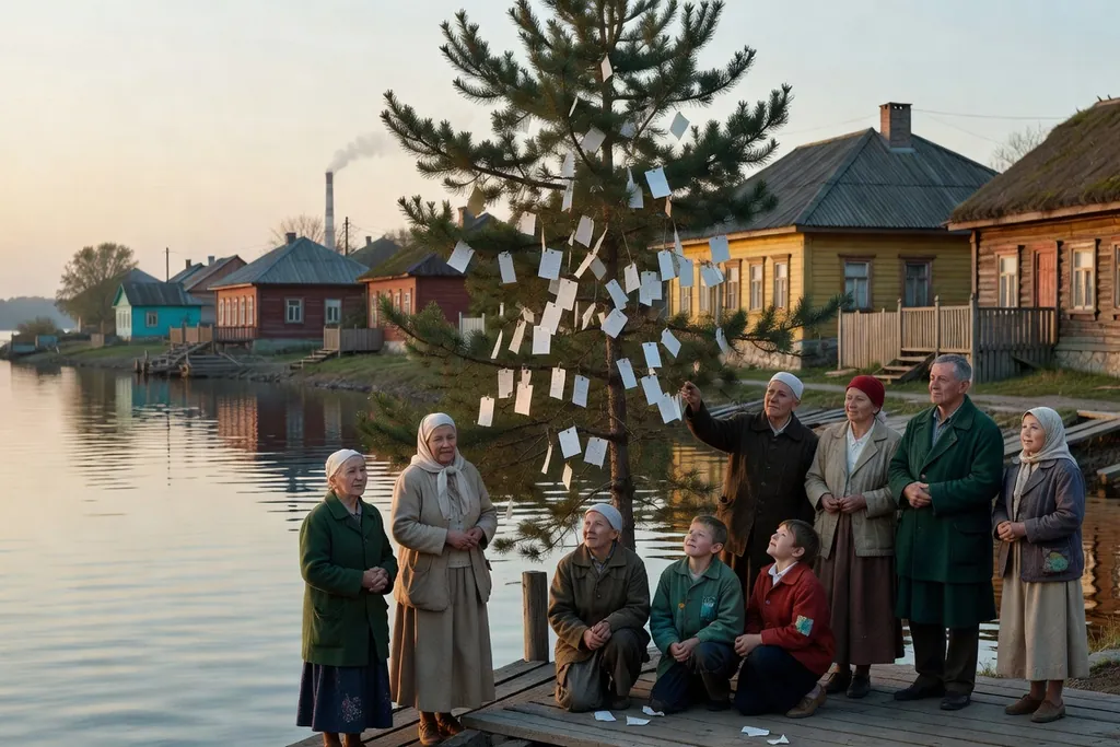 Scène documentaire illustrant samara sapin voeux dans une région russe