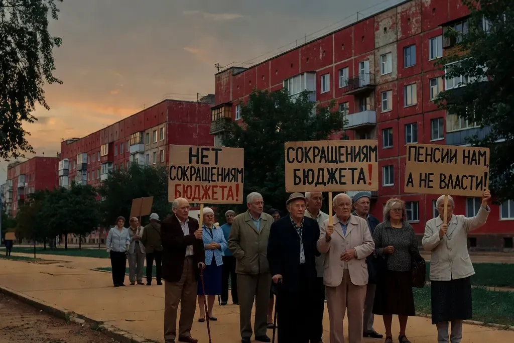 Des retraités manifestant à Krasnodar, exprimant leur mécontentement face aux décisions budgétaires.