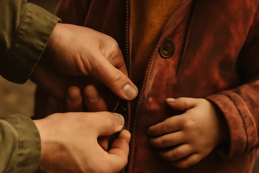 Vue de terrain liée à vie enfants entre mains adultes, Russie des régions