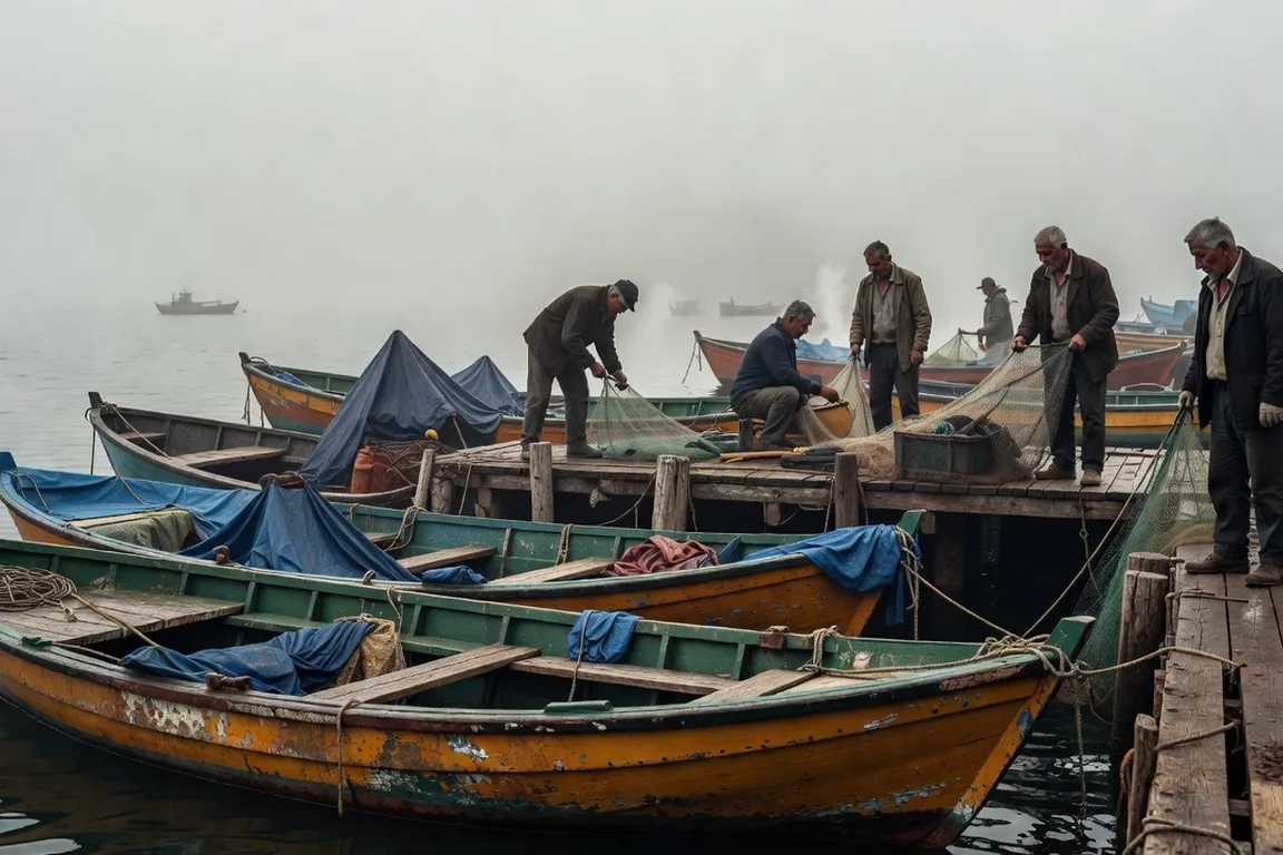 Quai du Pacifique à Vladivostok, bateaux de pêche dans la brume marine