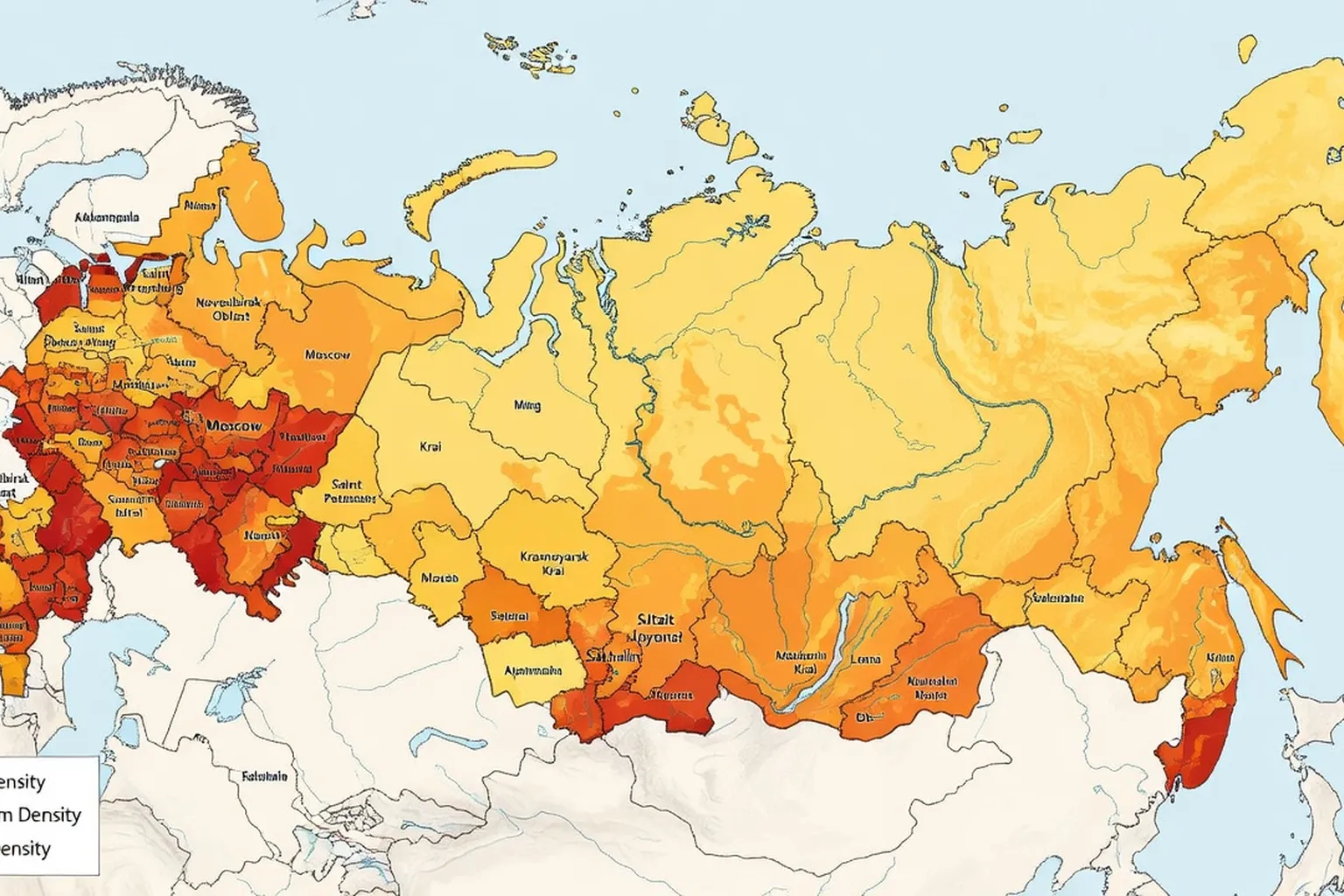 Carte des régions les plus peuplées de Russie