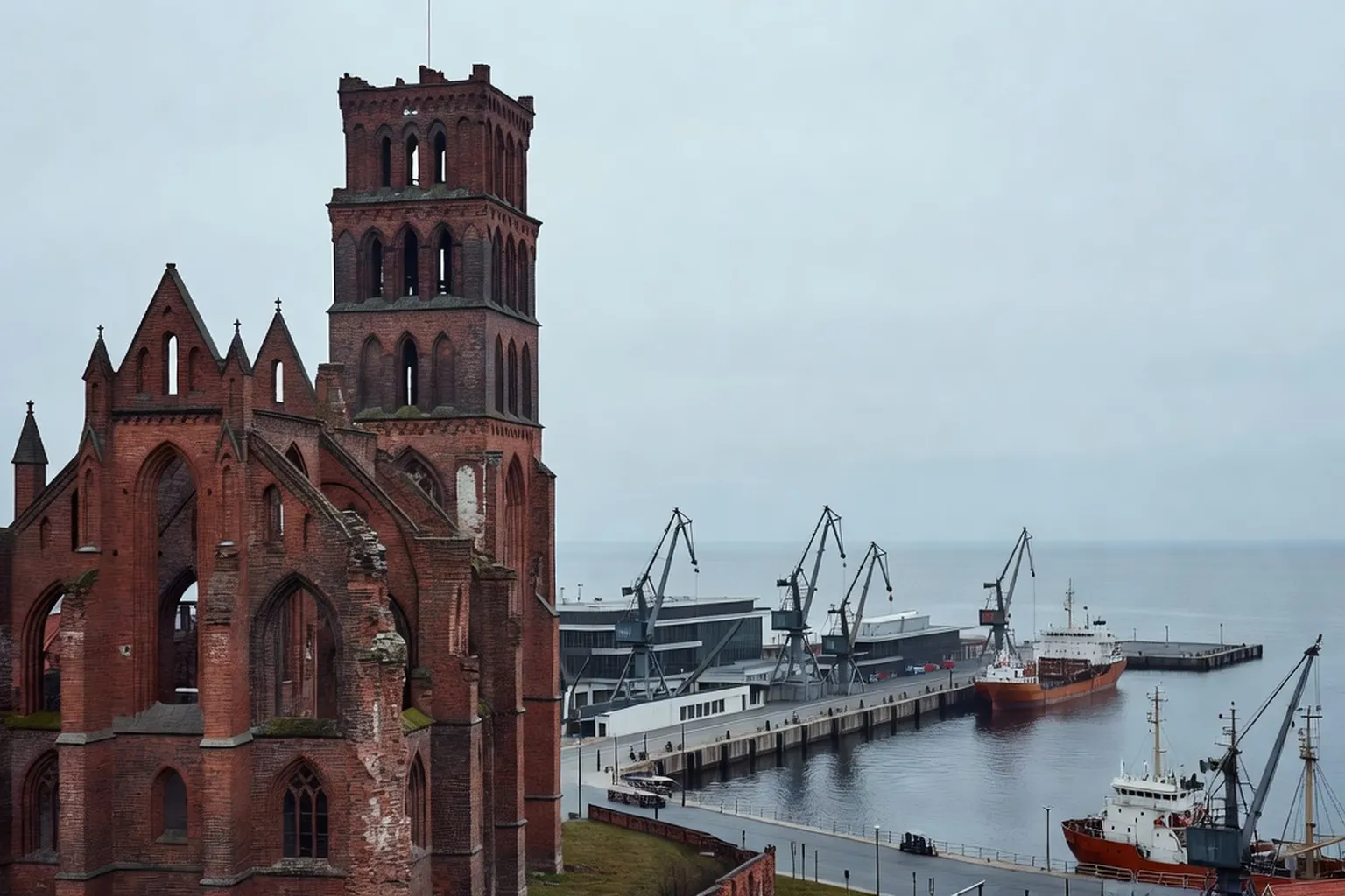 Architecture prussienne ancienne à Kaliningrad, ex-Königsberg