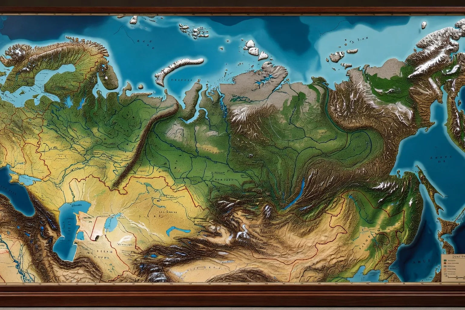 Carte physique de la Russie avec les grands ensembles géographiques