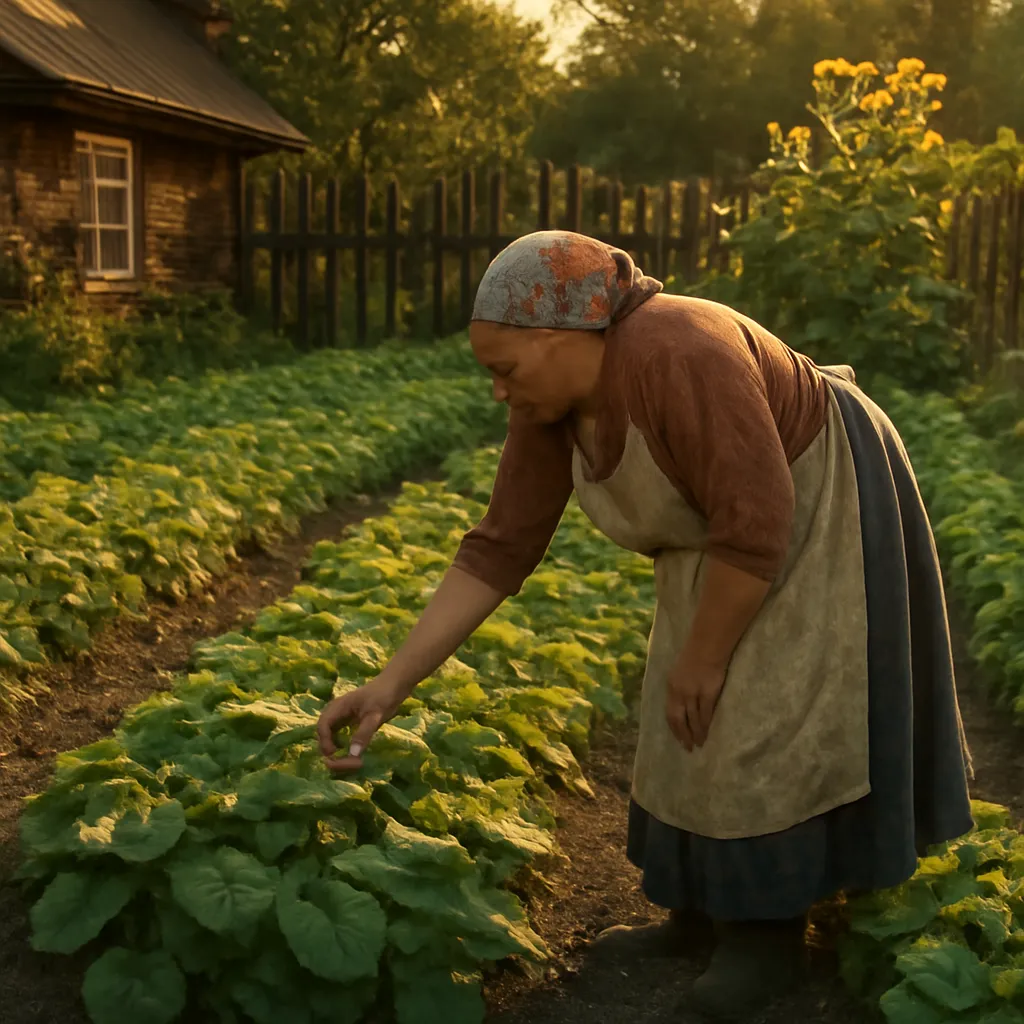 Potager familial russe (ogorod) dans une datcha de province