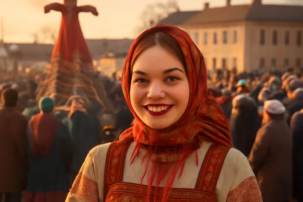 Habitants réunis autour d'une fête populaire dans une petite ville russe