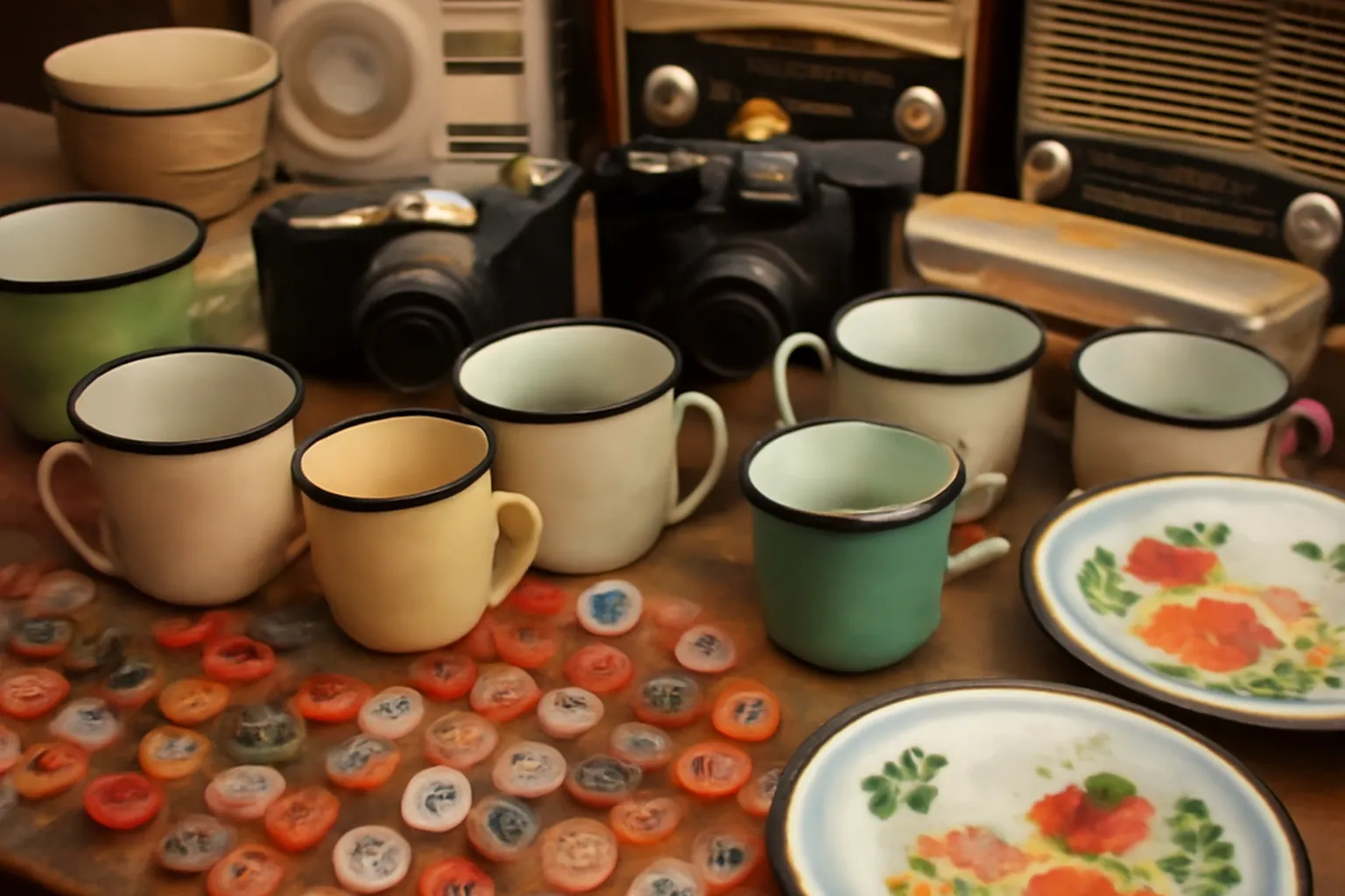 Marché aux puces soviétique avec objets d'époque URSS en Russie contemporaine
