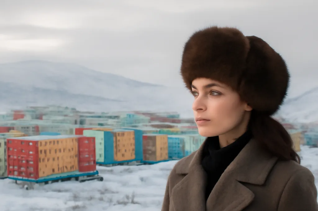 Immeubles et paysage enneigé dans une ville du Grand Nord russe